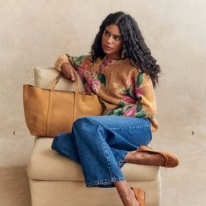 SÉZANE x AIMIE Abril Mohair Knit Sweater In Passion Flowers, Brown Pink